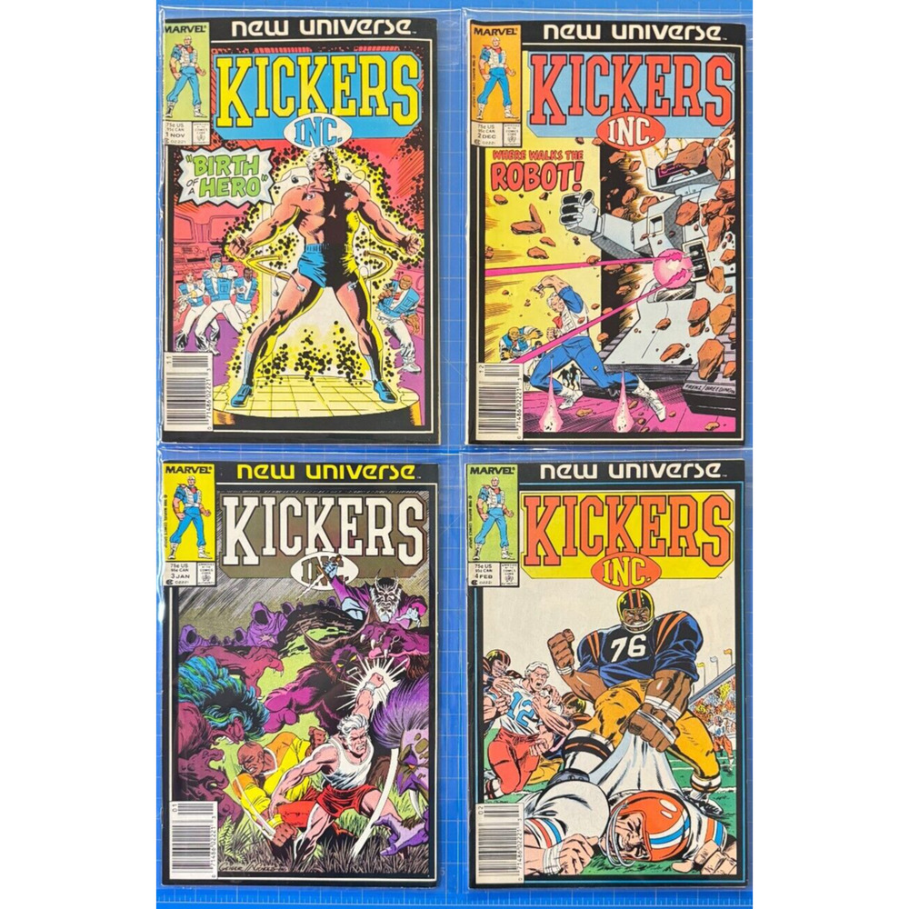 Lot Of 4 Kickers Inc. Marvel New Universe Comic Books #1, 2, 3, 4 - VF+